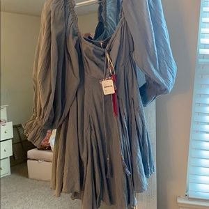 Off the shoulder blue free people dress. Tags on